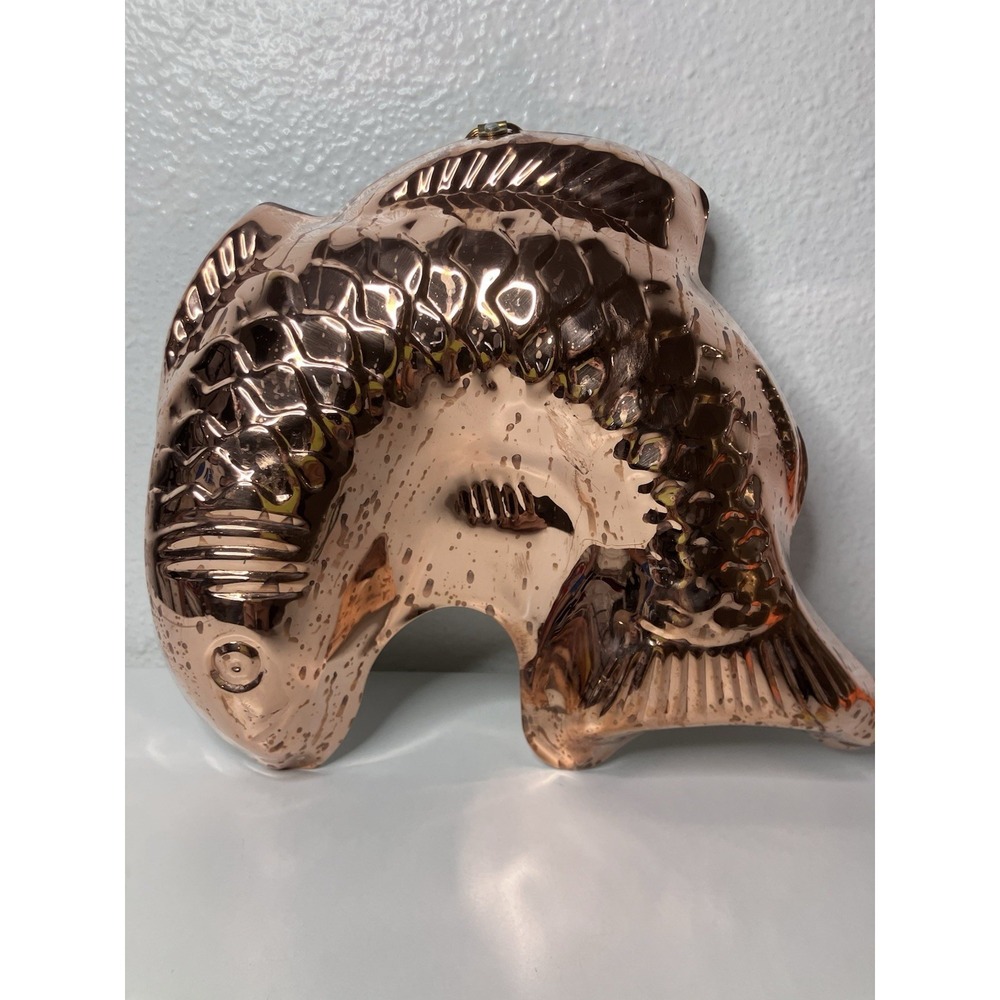 Copper Lined 8" Fish Mold Wall Decor Koi Farmhouse Cottage Style Kitchen - Picture 3 of 8